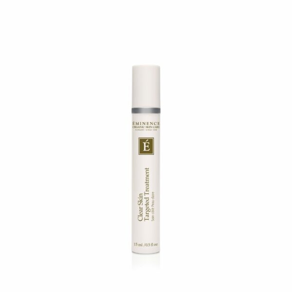 A tube of Eminence Organics Clear Skin Targeted Treatment on a white background.