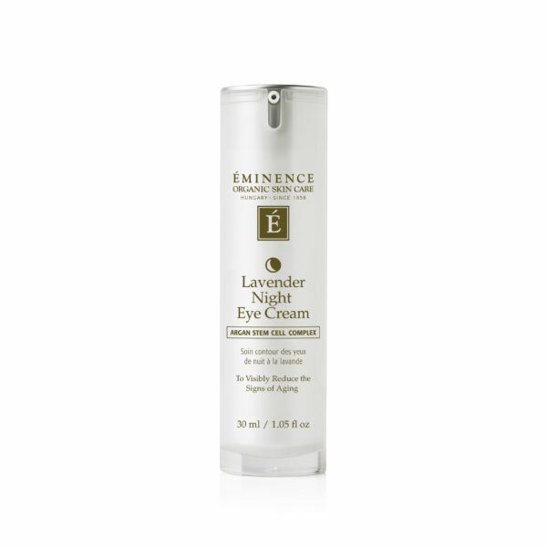 Eminence Organics Lavender Age Corrective Night Eye Cream on a white background.