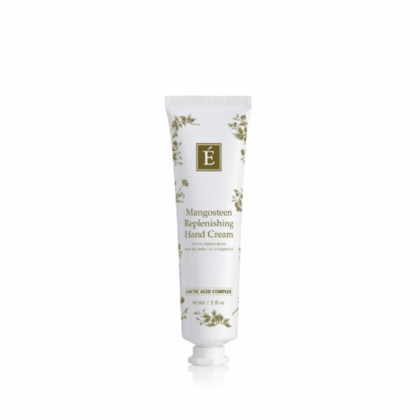 A tube of Eminence Organics Mangosteen Hand Cream on a white background.