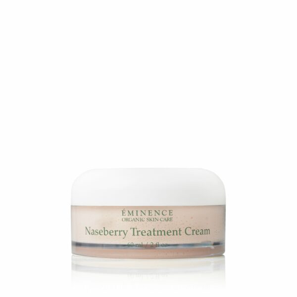 A jar of Eminence Organics Naseberry Treatment Cream on a white background.