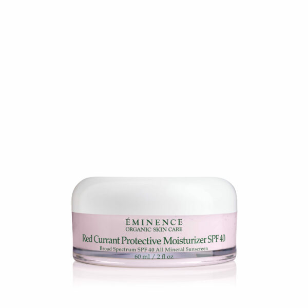 A jar of Eminence Organics Red Currant Protective Moisturizer SPF 40.