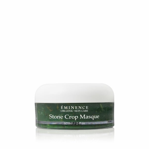 A jar of Eminence Organics Stone Crop Masque on a white background.