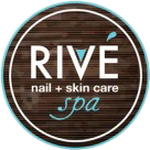 A logo of rive spa, nail and skin care.